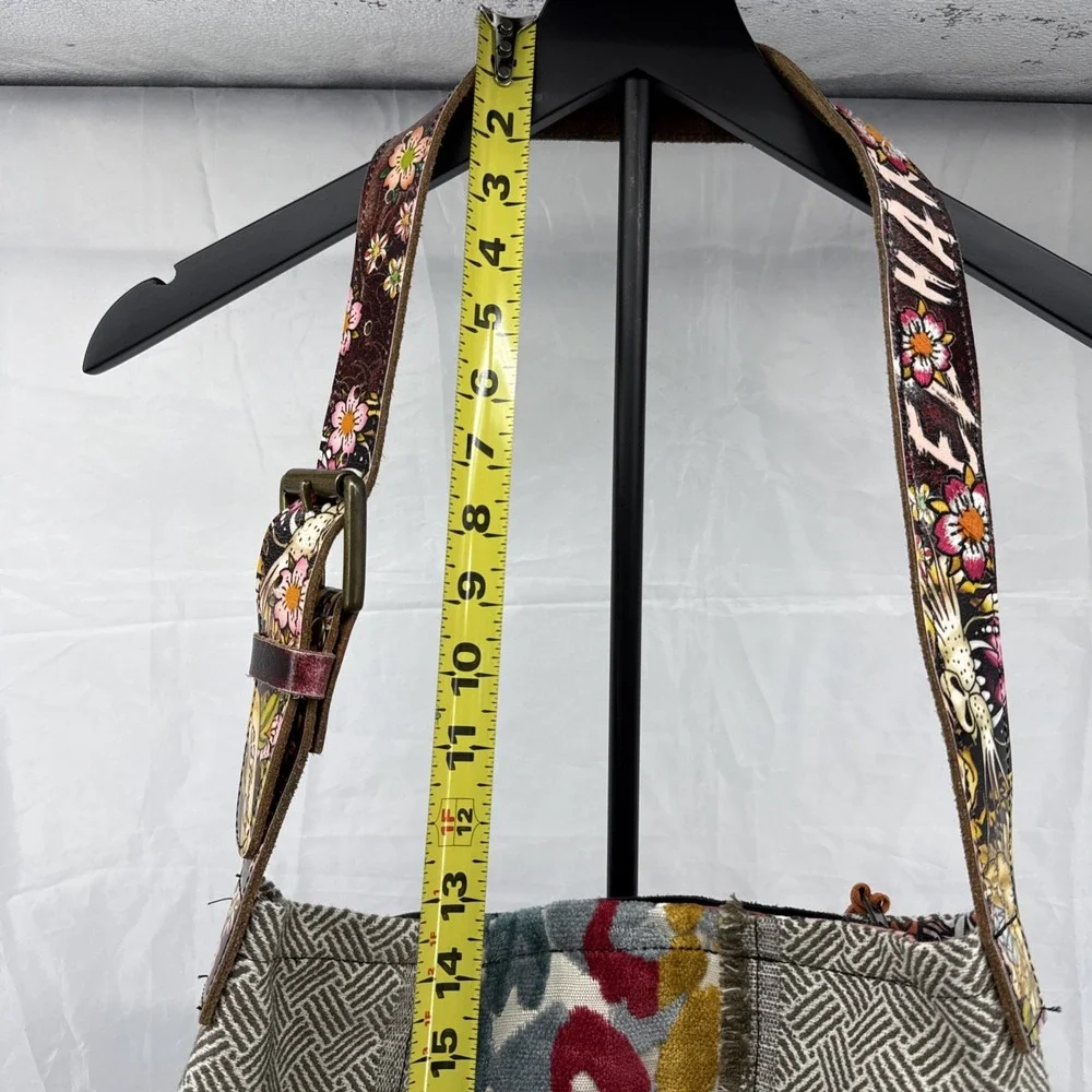 Handmade Patchwork Purse W/Ed Hardy Belt Handle Boho One Of A Kind Super Cool!‎